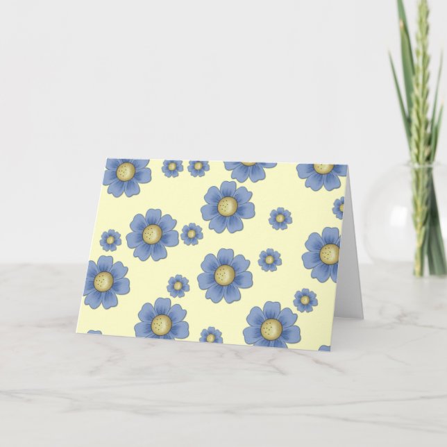Blue Flowers D5 Basiskarte Blank Grußkarte Karte (Vorderseite)