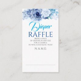 Blue Flowers Elegante Diaper Raffle Ticket Begleitkarte