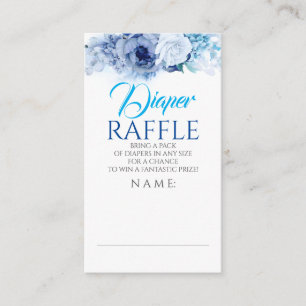 Blue Flowers Elegante Diaper Raffle Ticket Begleitkarte