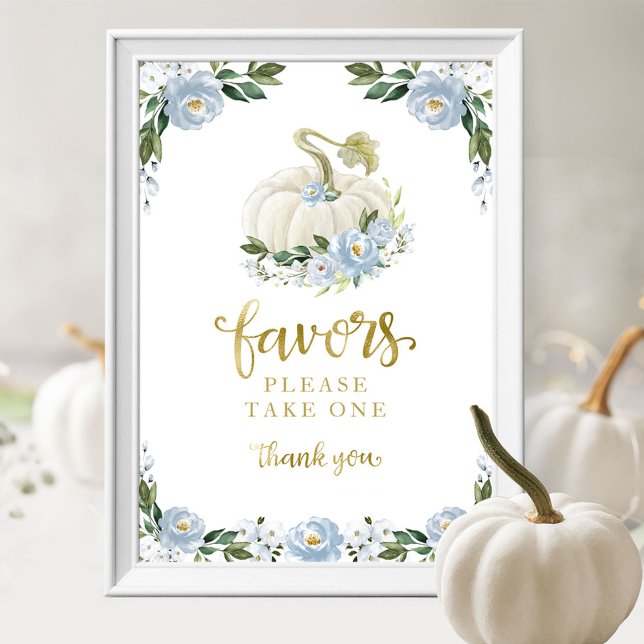 Blue Flowers Fall Pumpkin Baby Duwer Favoriten Sch Poster (Von Creator hochgeladen)