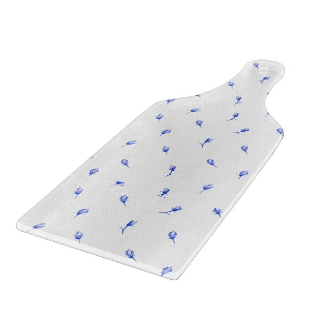 Blue Flowers Floral Boho Cutting Board Schneidebrett (Ecke)