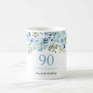Blue Flowers Frauen 90. Geburtstagsparty Geschenk Kaffeetasse