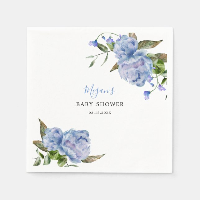 Blue Flowers Garden Boy Baby Dusche Serviette (Vorderseite)