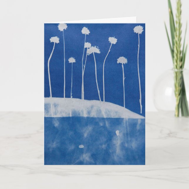Blue Flowers Greeting Card Blank Inside  Karte (Vorderseite)