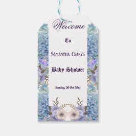 Blue Flowers Hydrangea Lila Lilac Baby Dusche Geschenkanhänger