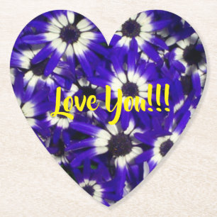 Blue Flowers Liebe Ya Paper Untersetzer