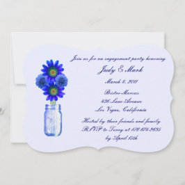 Blue Flowers Mason Jar Engagement Party Einladung