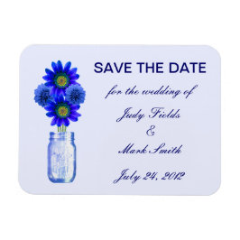 Blue Flowers Mason Jar speichern das Date Magnet