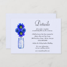 Blue Flowers Mason Jar Wedding Details