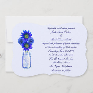 Blue Flowers Mason Jar Wedding Einladung