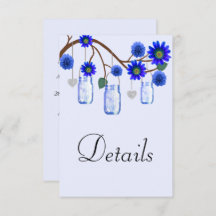 Blue Flowers Mason Jars Wedding Details