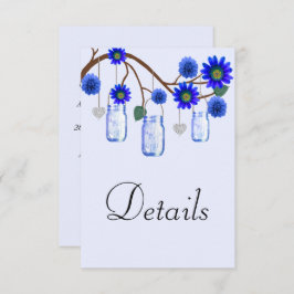 Blue Flowers Mason Jars Wedding Details Begleitkarte