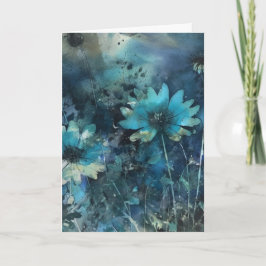 Blue Flowers Mixed Media Geburtstag Karte