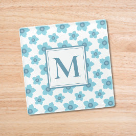 Blue Flowers Monogram Glasuntersetzer