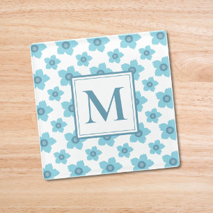 Blue Flowers Monogram Glasuntersetzer