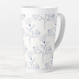 Blue flowers outline drawing in ink  milchtasse