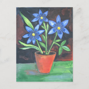 Blue Flowers Postcard Postkarte