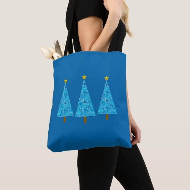 Blue Flowers Retro Moderner Weihnachtsbaum (Von Nahem)