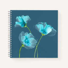 Blue Flowers Square Notebook Notizbuch