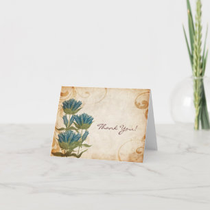 Blue Flowers Vintage Wedding Vielen Dank Dankeskarte