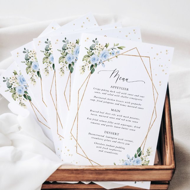 Blue Flowers, White Flowers, Boho, Wedding Menu (Von Creator hochgeladen)