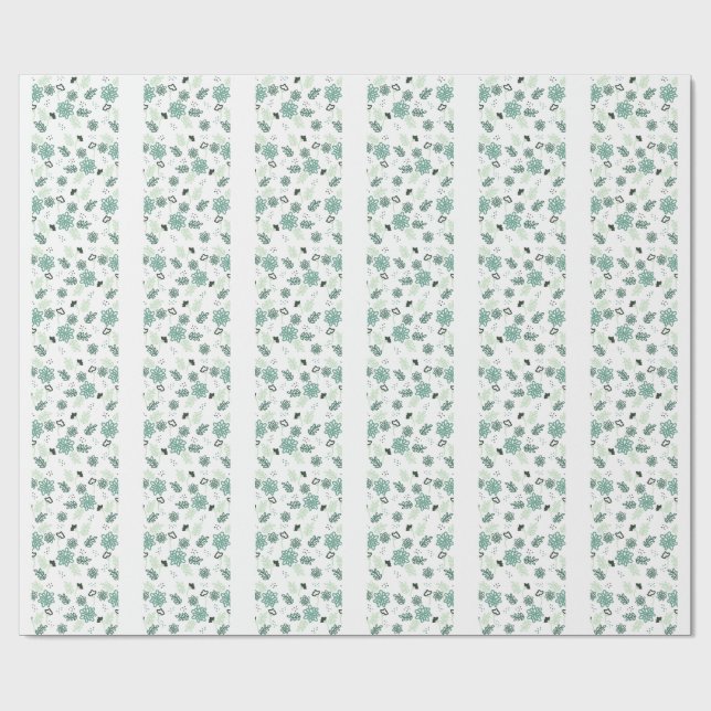 Blue flowers Wrapping Paper / Papier Geschenk Flor Geschenkpapier (Flach)
