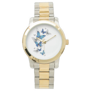 Blue Flying Butterflies Morpho Armbanduhr