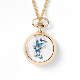 Blue Flying Butterflies Morpho Armbanduhr