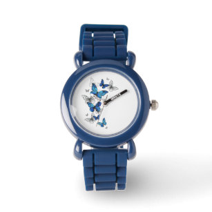 Blue Flying Butterflies Morpho Armbanduhr