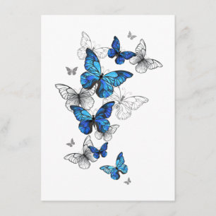 Blue Flying Butterflies Morpho Begleitkarte