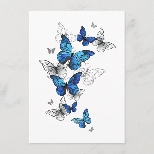 Blue Flying Butterflies Morpho Begleitkarte (Vorderseite)