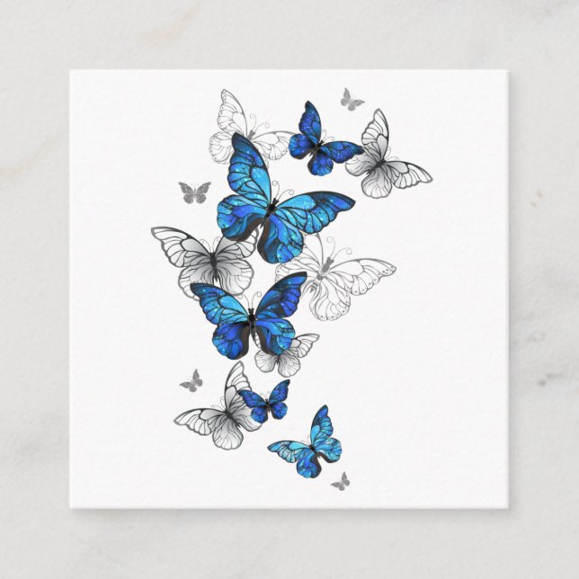 Blue Flying Butterflies Morpho Begleitkarte (Vorderseite)