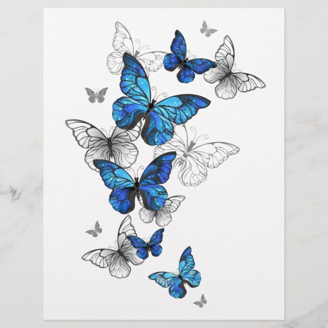 Blue Flying Butterflies Morpho Briefbogen (Vorderseite)