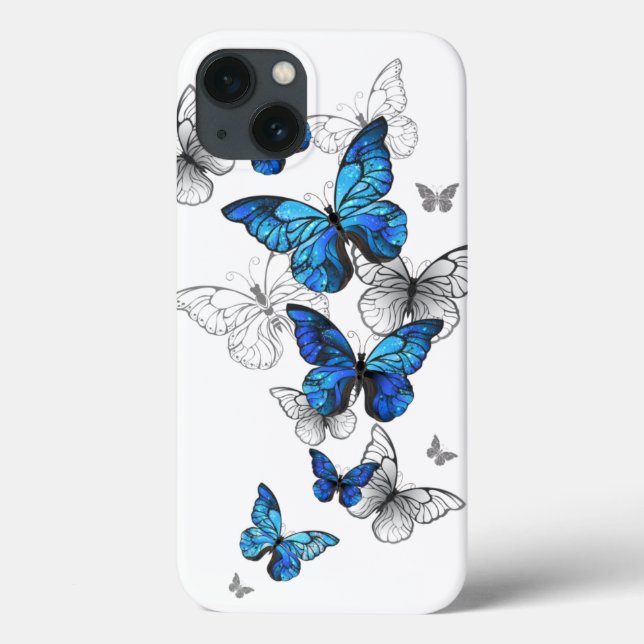 Blue Flying Butterflies Morpho Case-Mate iPhone Hülle (Rückseite)