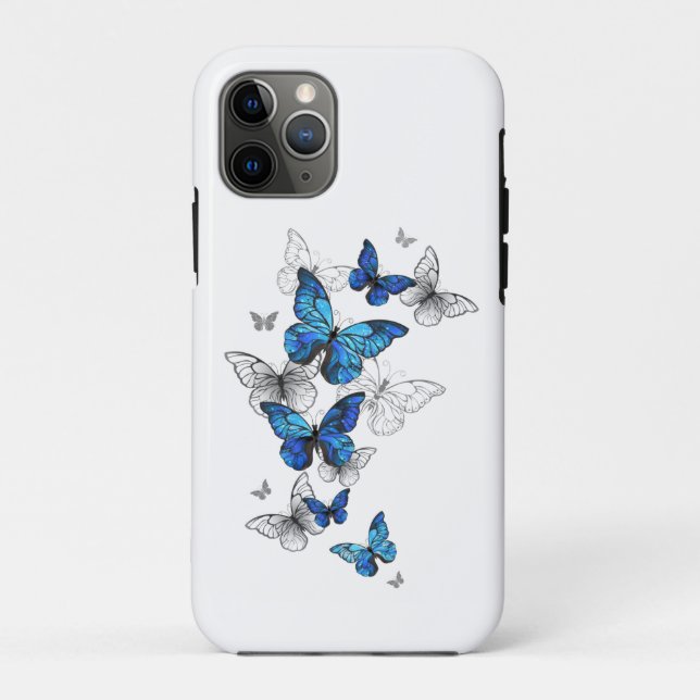Blue Flying Butterflies Morpho Case-Mate iPhone Hülle (Rückseite)