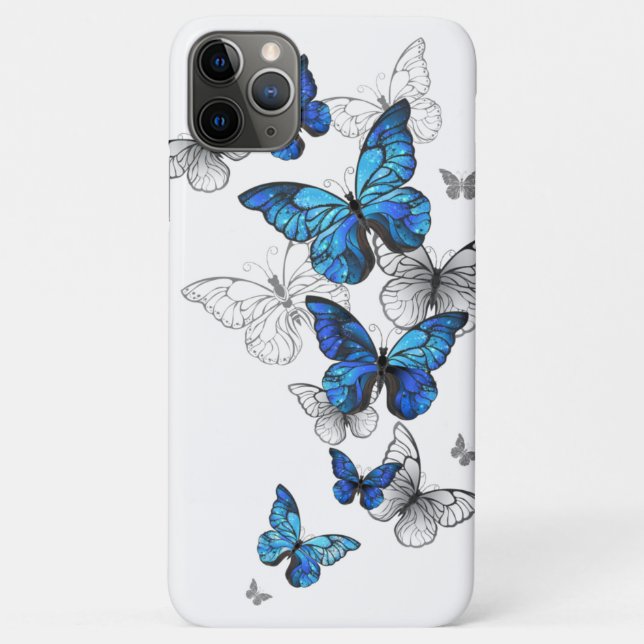 Blue Flying Butterflies Morpho Case-Mate iPhone Hülle (Rückseite)