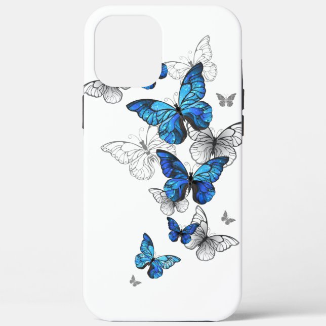 Blue Flying Butterflies Morpho Case-Mate iPhone Hülle (Rückseite)