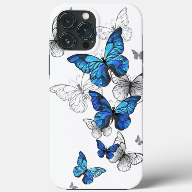 Blue Flying Butterflies Morpho Case-Mate iPhone Hülle (Rückseite)