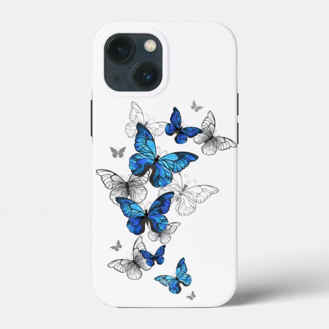 Blue Flying Butterflies Morpho Case-Mate iPhone Hülle (Rückseite)