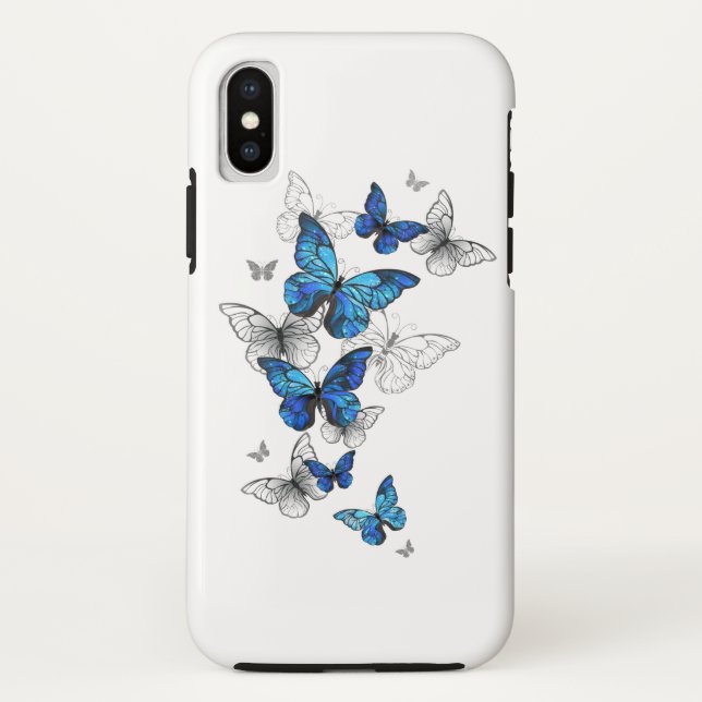 Blue Flying Butterflies Morpho Case-Mate iPhone Hülle (Rückseite)