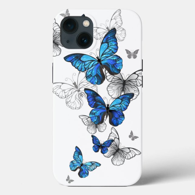 Blue Flying Butterflies Morpho Case-Mate iPhone Hülle (Rückseite)