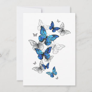 Blue Flying Butterflies Morpho Dankeskarte
