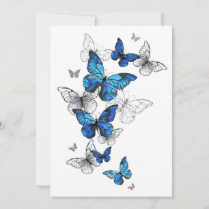 Blue Flying Butterflies Morpho Dankeskarte