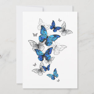 Blue Flying Butterflies Morpho Einladung