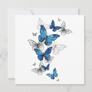 Blue Flying Butterflies Morpho Feiertagskarte