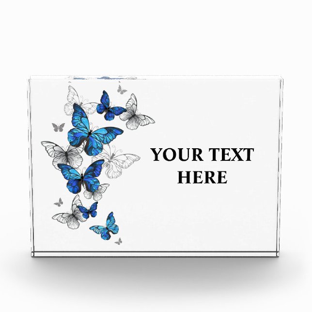 Blue Flying Butterflies Morpho Fotoblock (Vorderseite)
