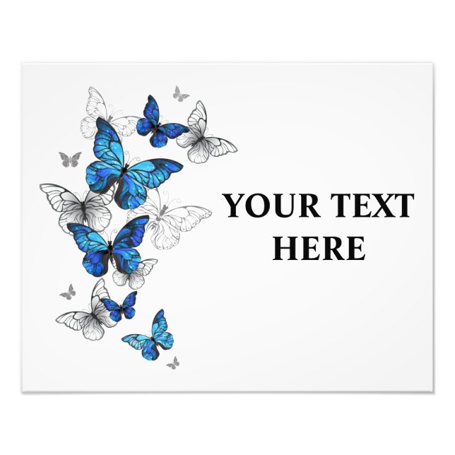 Blue Flying Butterflies Morpho Fotodruck (Vorne)