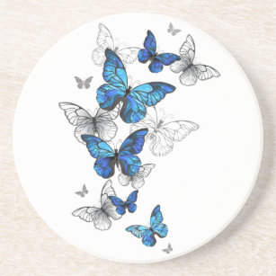 Blue Flying Butterflies Morpho Getränkeuntersetzer
