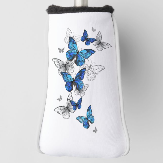 Blue Flying Butterflies Morpho Golf Headcover (Rotieren 90)