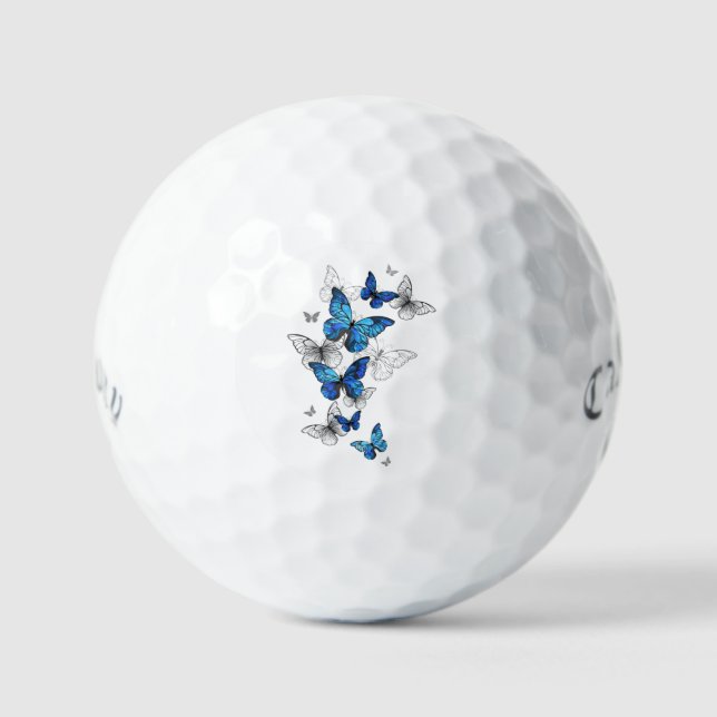 Blue Flying Butterflies Morpho Golfball (Vorderseite)